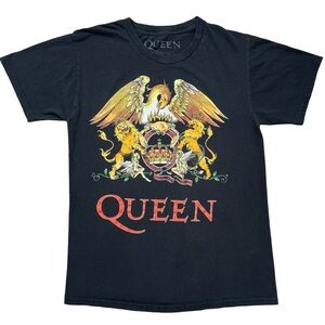 Queen Rock Band Crest Logo Freddie Mercury Black Music Adult t-shirt size S